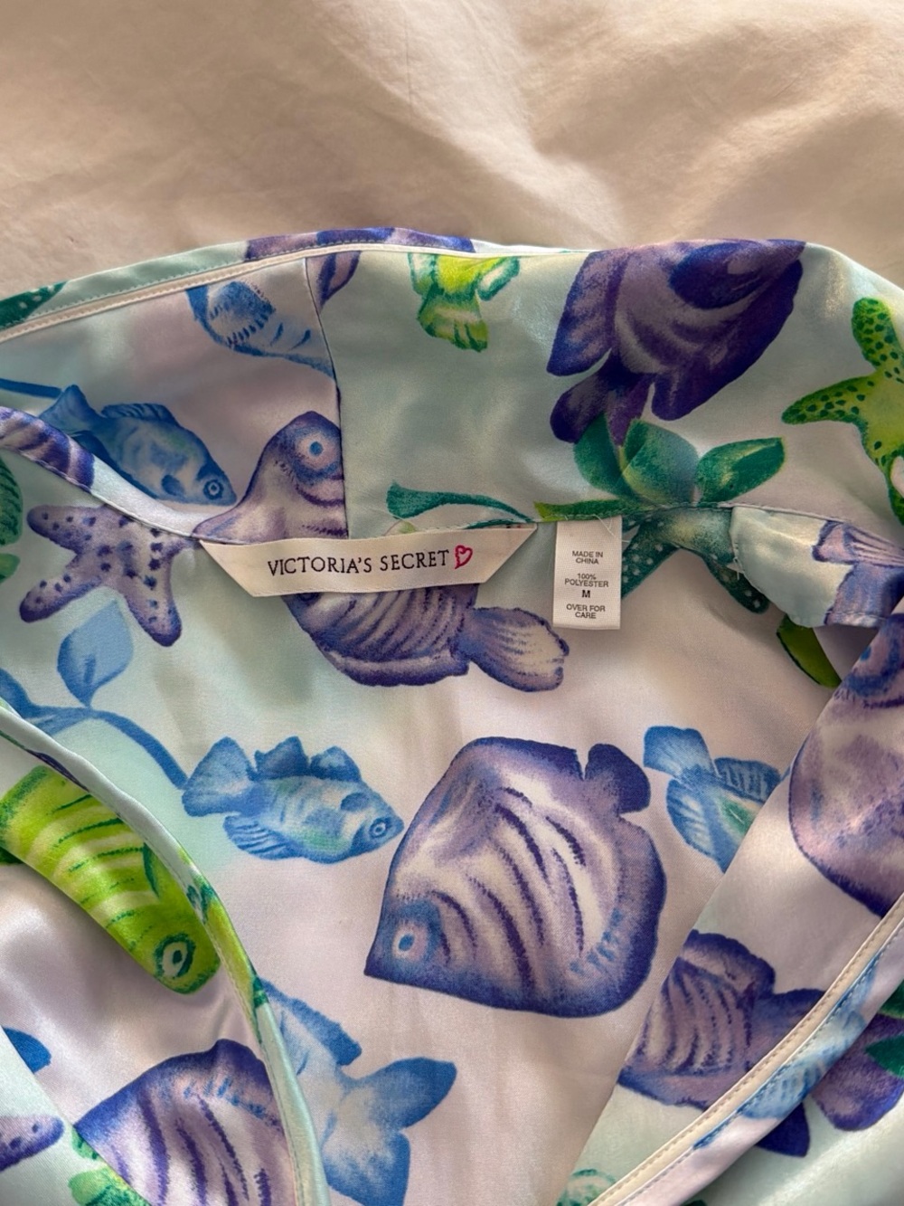 Seashell & Fish Print Short Pajama Set - Picture 3 of 4